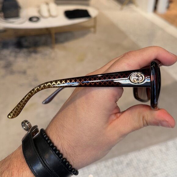 Gucci GG3575 Brown Gradient Diamantissima Rectangular Sunglasses - Picture 6 of 10